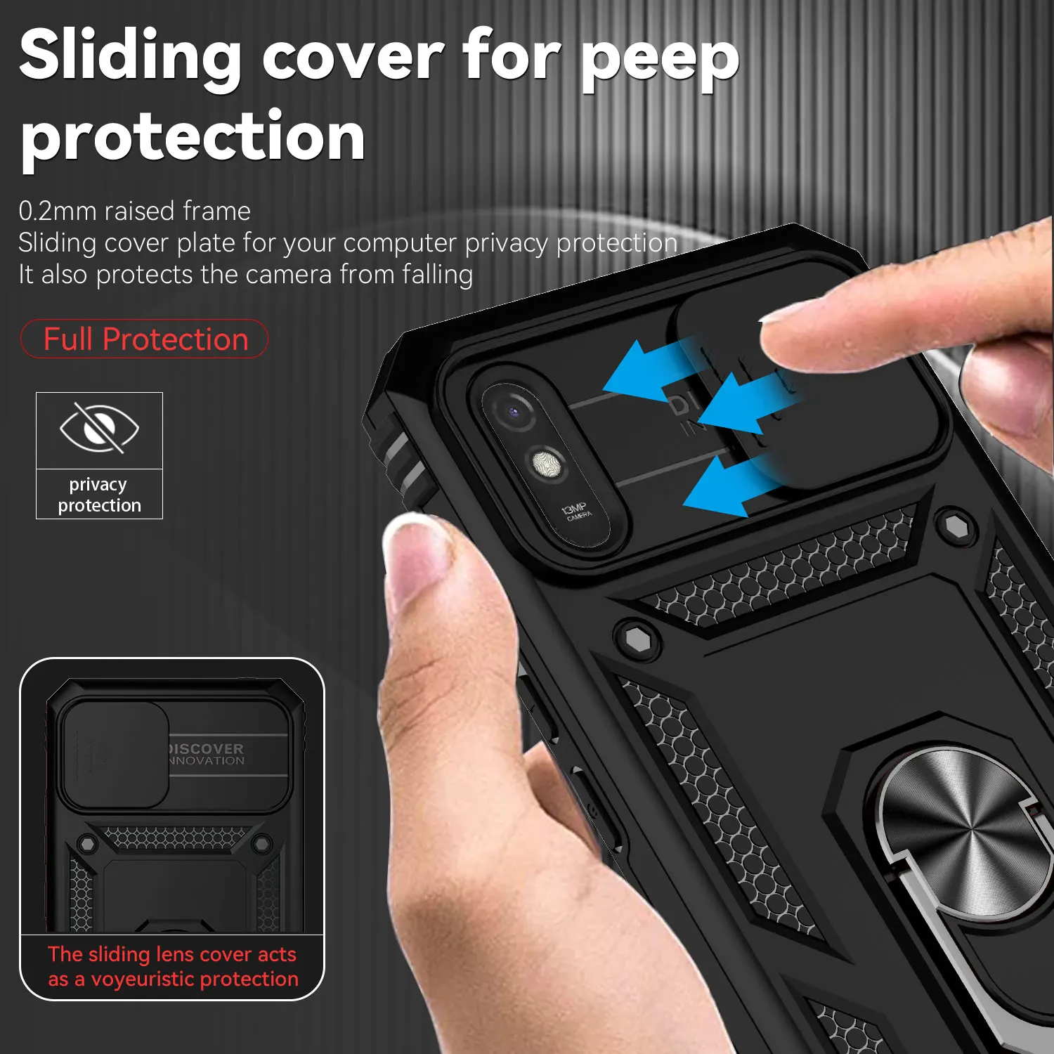 For Xiaomi Redmi 9A Case Ring Holder Armor Shockproof Coque For Redmi 9A 9 A Redmi9A Slide Lens Protect Back Cover