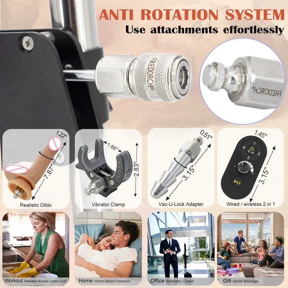 Fredorch قوية صامتة 120 واط آلة الجنس APP اللاسلكية التحكم المزدوج للإناث الذكور الحياة الجنسية مع دسار FRH1 آلة الحب الكبار #5