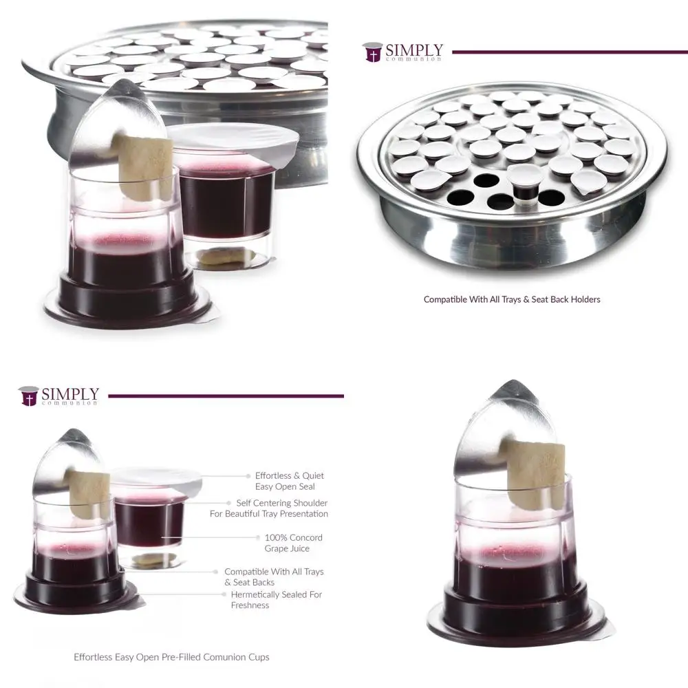 

Concord Grape Pre-filled Communion Cups with Bread - 200 Count, Tray and Pew-Friendly, Easy Open, Fresh, Made in USA