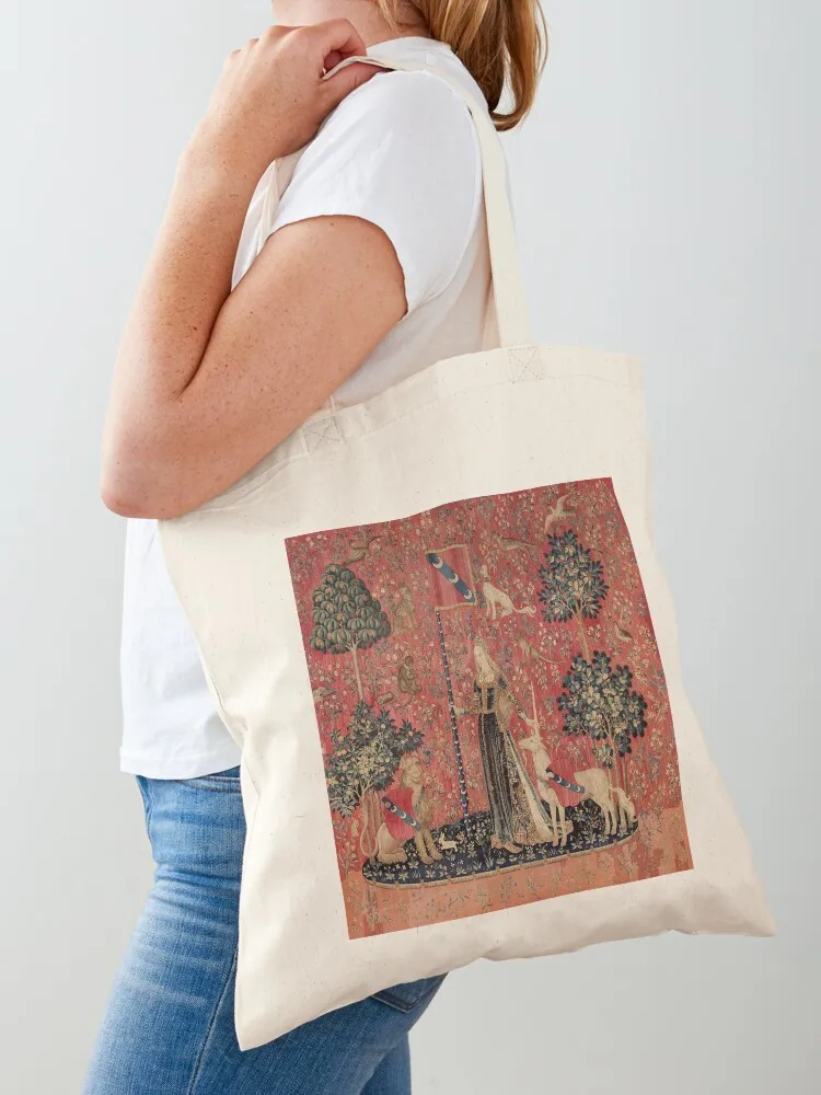 

Medieval Unicorn Floral Tapestry Tote Bag Beach bag tote bag men's Customizable tote Women's