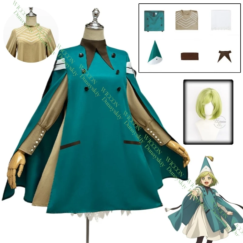 Conjunto de Cosplay de Bruxa de Anime Atelier Coco para Mulheres e Meninas, Peruca, Chapéu, Vestido, Jaqueta, Acessórios para Festa de Halloween, Kit de Fantasia para Meninas