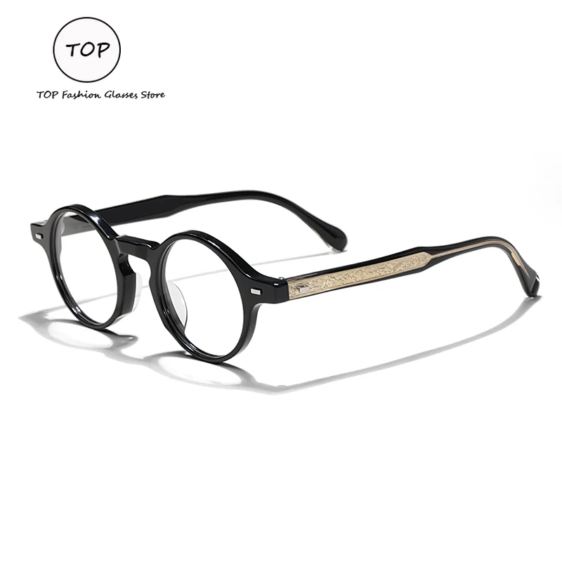 532Handcrafted Fashion Temperament Unisex Round Acetate Reading Myopia with Prescription Personalized Customized Glasses Frames