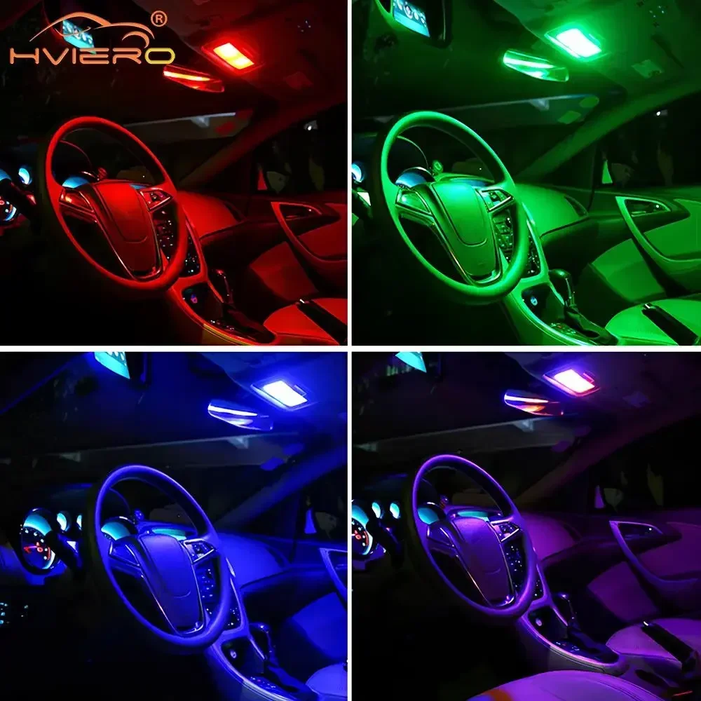 2pc Car Leds T10 5050 12SMD 15SMD 24SMD 36SMD Remote Control RGB Panel Reading Dome Festoon BA9S Adapter 12V Interior Auto Light