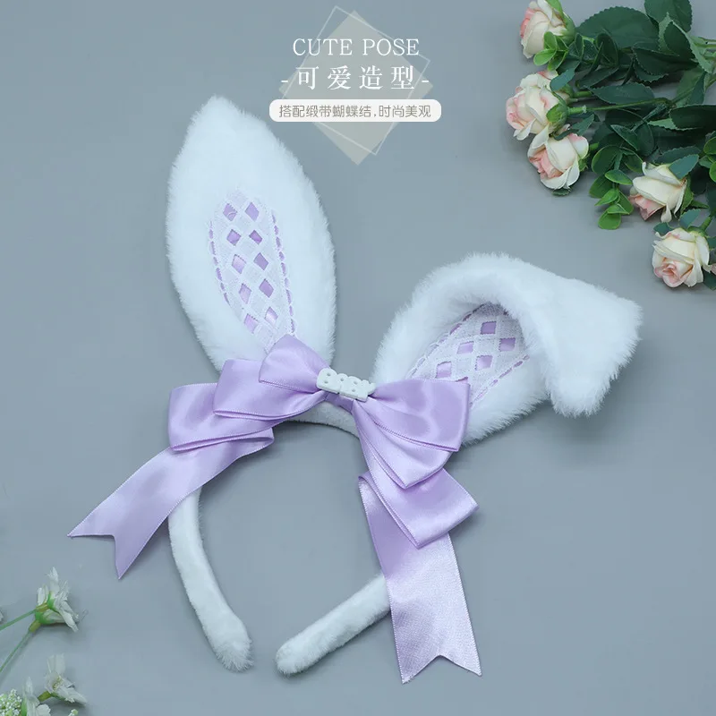 Alice oreilles de lapin bandeau mignon doux Performance habiller oreilles de bête bandeau en peluche coiffure cheveux accessoires cornes Cosplay
