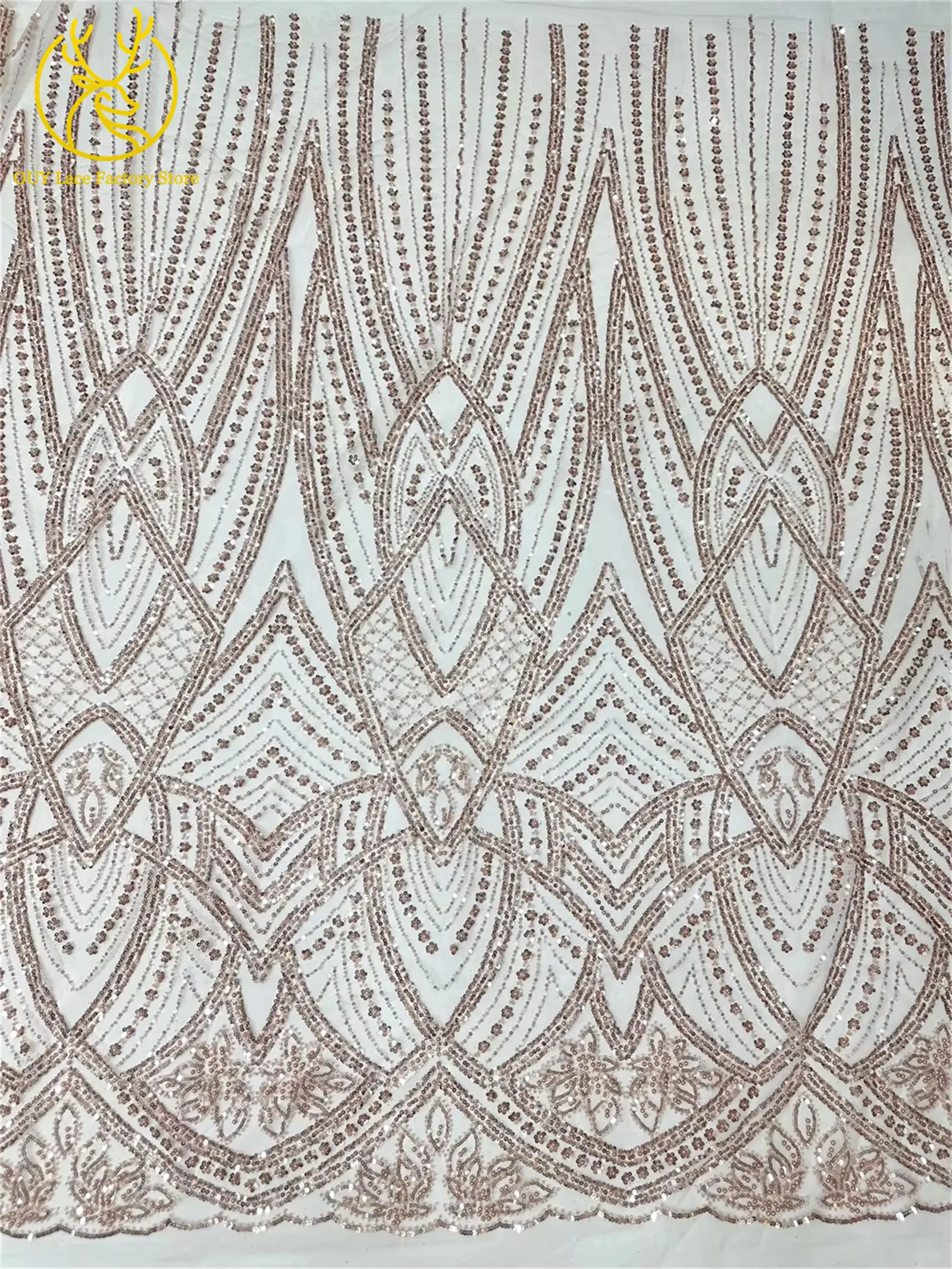 Luxuriöser orangefarbener afrikanischer Perlen-Mesh-Spitzenstoff, 5 Yards, bestickte Pailletten-Spitze, französische Tüllspitze für nigerianisches Hochzeitskleid – Detail 20