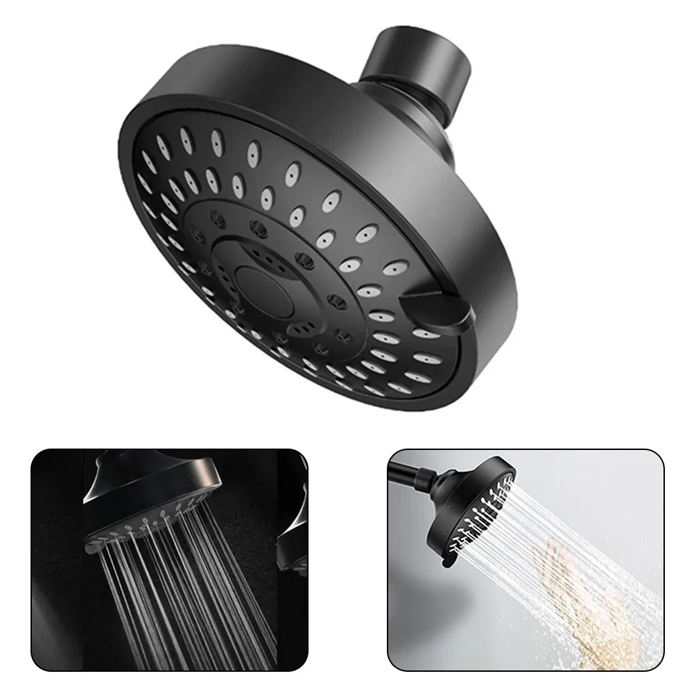 4-Inch 5 Modes Shower Head High Pressure Adjustable Water-Saving Shower Top Spray Rotatable Shower Nozzle Bathroom Accessories