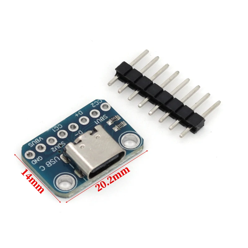 5PCS 2.54mm USB TYPE-C naar PCB Datatransmissie Power Adapter Pin Board Test Board Soldeer Vrouwelijke DIP connector Socket