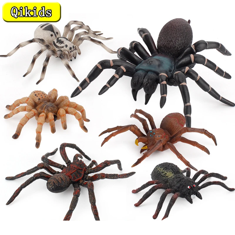 Tricky Toy Artificial Spider Halloween Decoration Simulated Spider Model Realistic Plastic Spider Figurines Kid Novelty Toy Gift