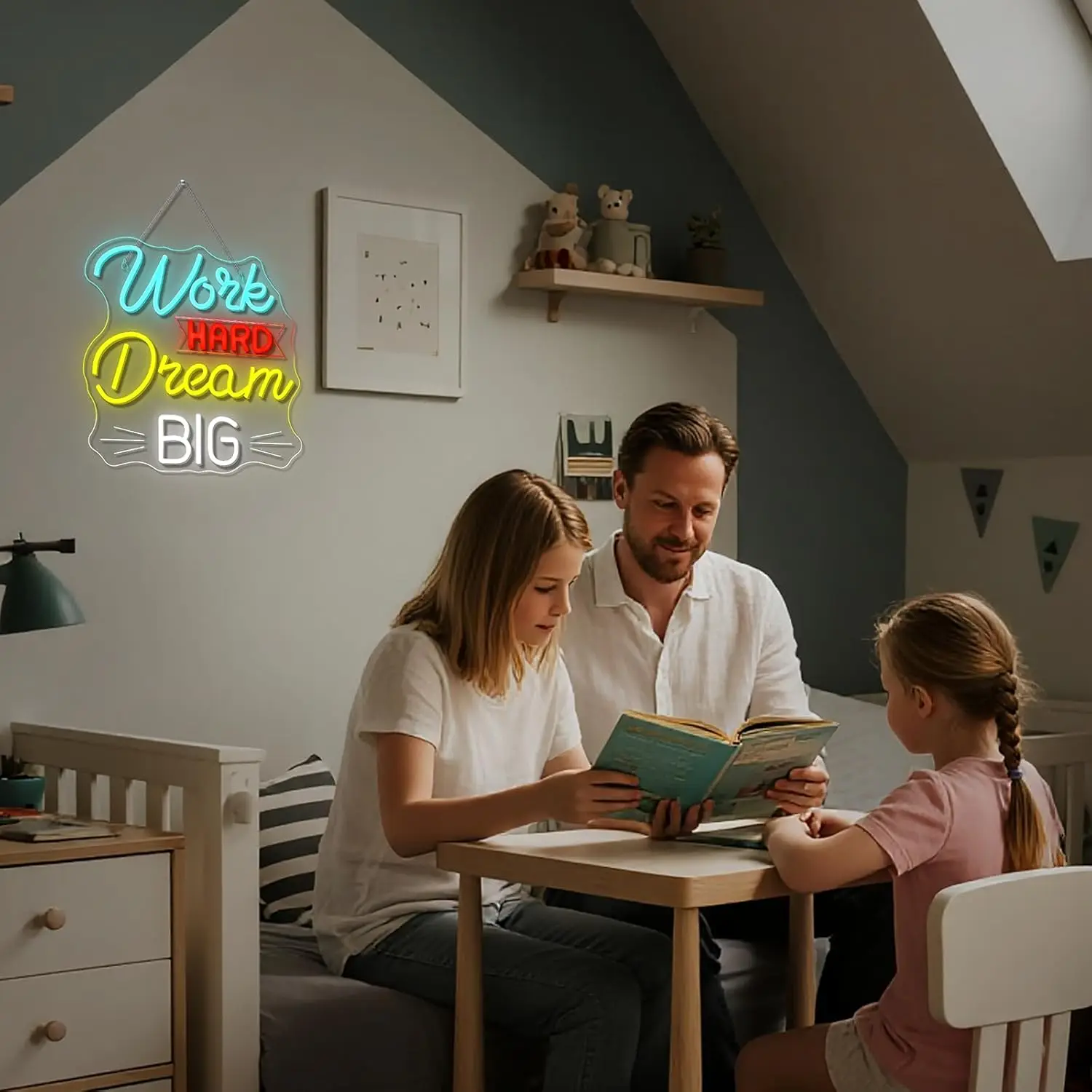 Work Hard Dream Big Neon Sign LED Neon Sign Wall Decor for Bedroom Home Bar Club Hotel Party Gift for Friend USB Power