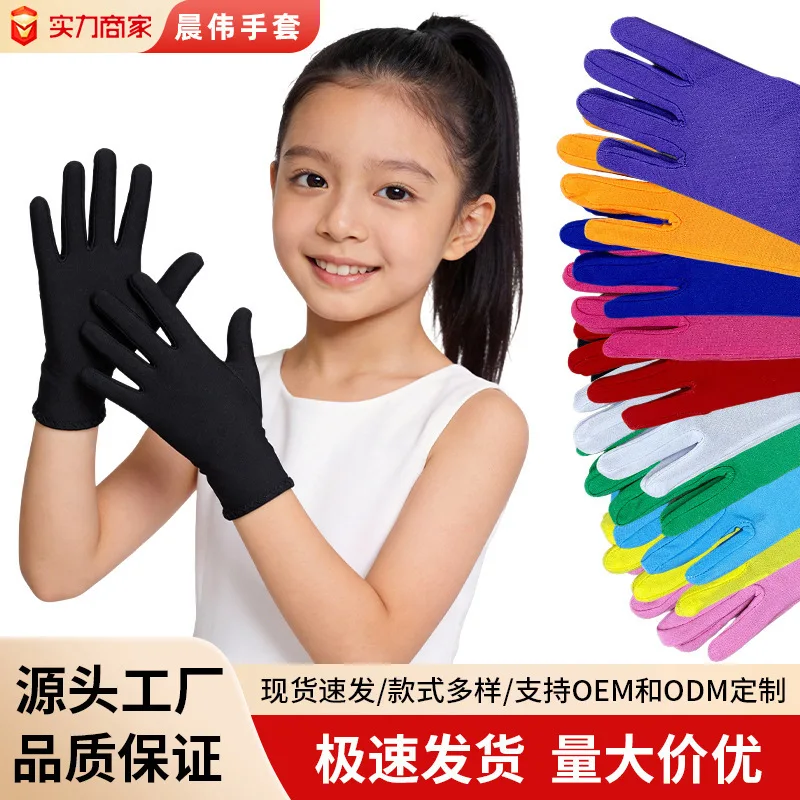 Gloves Kids Short Thin Milk Silk Ceremony Performance Dance Stretch Sun Protection Cycling Hand Lightweight Breathable Colorful