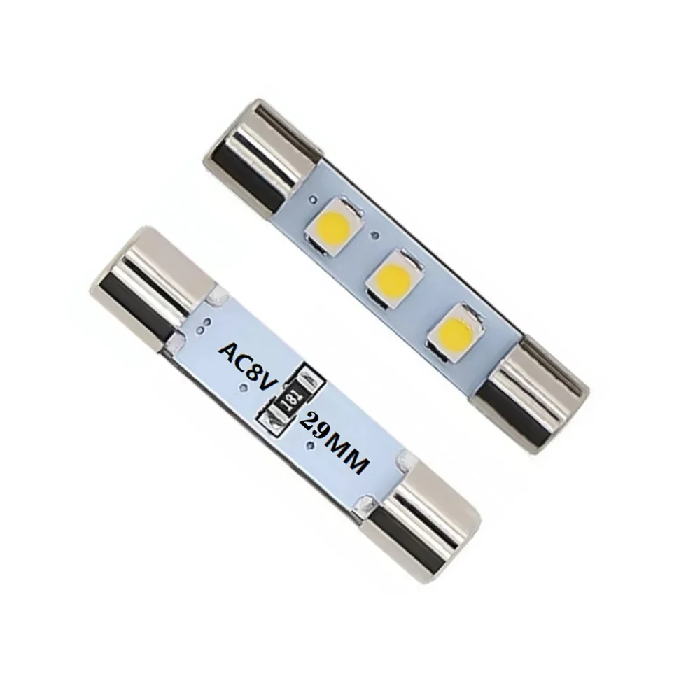 10 Cool White AC8V LED Lamp Fuse Type Bulbs for Marantz Sansui Keenwood Pioneer Receivers and Other Vintage Amplifiers