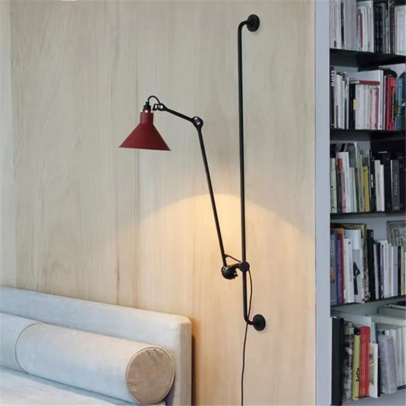 Vintage Long Swing Arm wall light Nordic Rotatable Metal Wall Lamp for Living Room Study Bedroom LED reading lamp