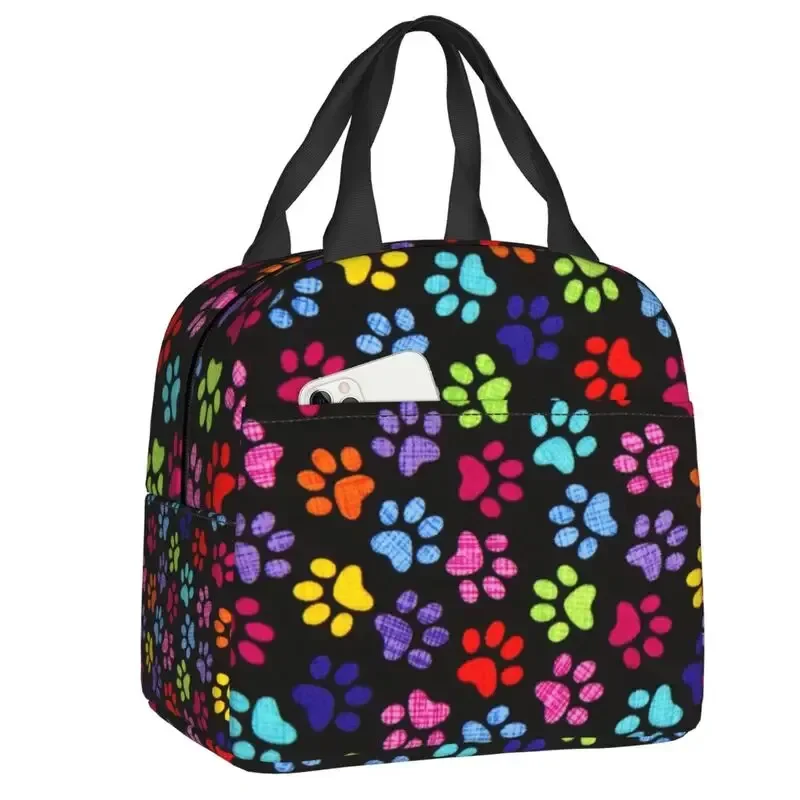 Women'S Dog Paw Print Thermal Lunch Box & Cooler Bag - Insulated Thermal Food Container with Paw Print Design, Spill-Proof Lid,