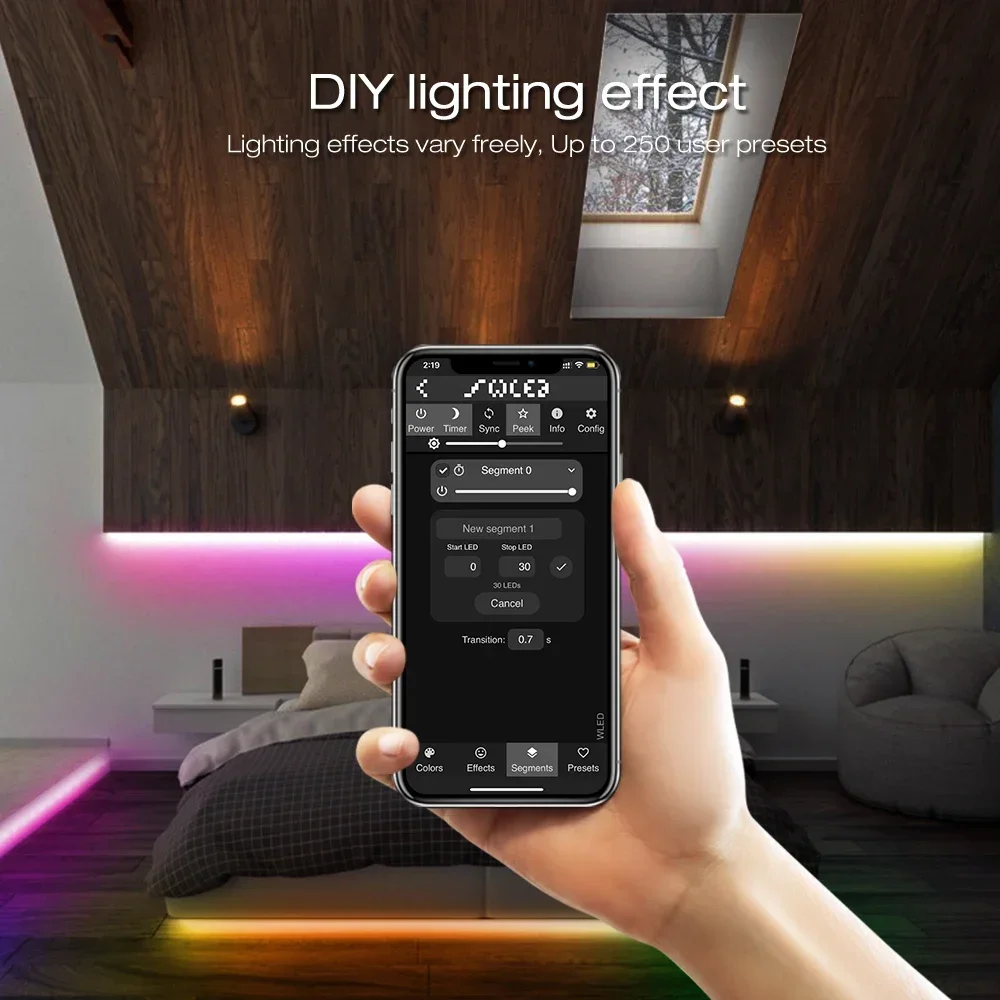 GLEDOPTO WLED ESP32 Pengendali Strip LED Mini RGB IC Digital dengan Mikrofon Mode Suara Musik DC5V USB Dinamis WS2811 WS2812 WS2812b