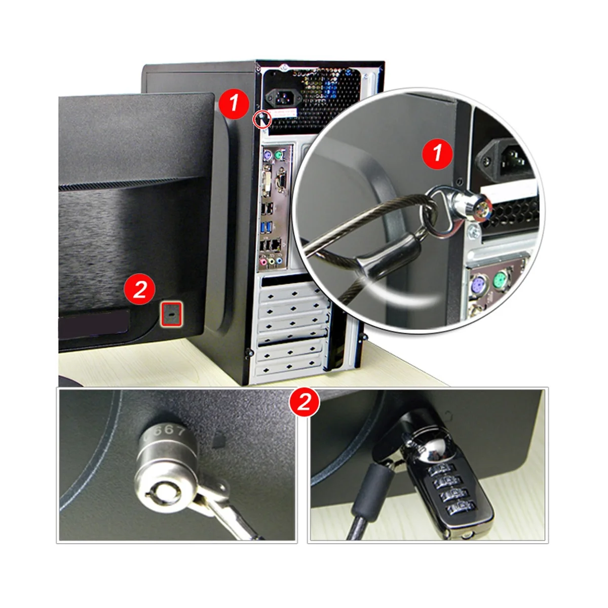 

Optimal Desktop Computer Lock Computer Case Lock Anti-Theft Lock for Internet Cafe Office Management Lock