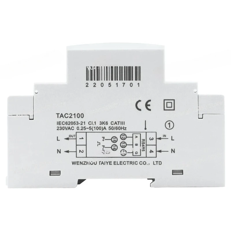 LCD TAC2100 Din Rail Single Phase Energy Meter Multi-function Energy Meter V A HZ Modbus 100A 230V
