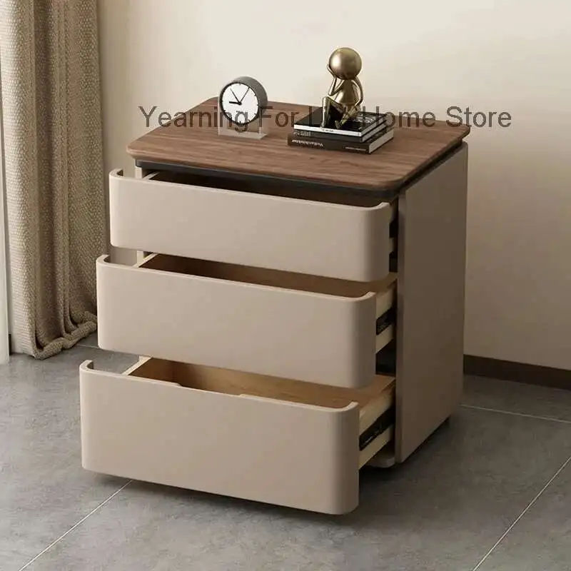 

Minimalist Luxury Bedside Table With Drawers Italian Simple Style Nightstands Storage Design Mesita De Noche Bedroom Furniture