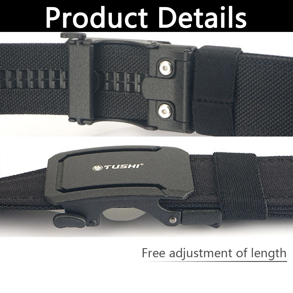 TUSHI Brand 4.3 Wide Thickened Gun Hanging Double-Layer Nylon Cloth Belt Versatile Outdoor Tactical Automatic Buckle Men's Belt