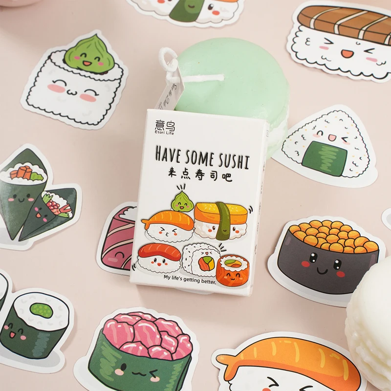 

30PCS Cartoon Sushi Small Sticky Sticker Aesthetic Paper DIY Decoration Scrapbooking Japan Stationery School Supplies for Kids