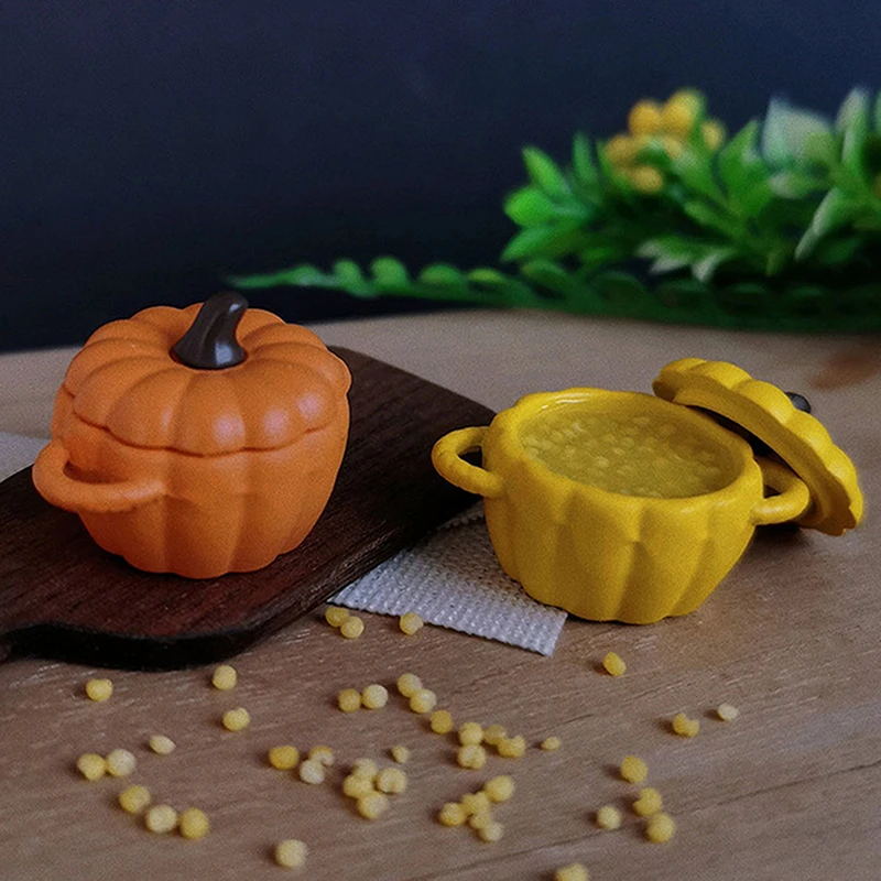 

Porridge Miniature Dollhouse Kitchen Halloween Decoration For Doll Accessories Dollhouse Mini Pumpkin Soup Pot Simulation Mille