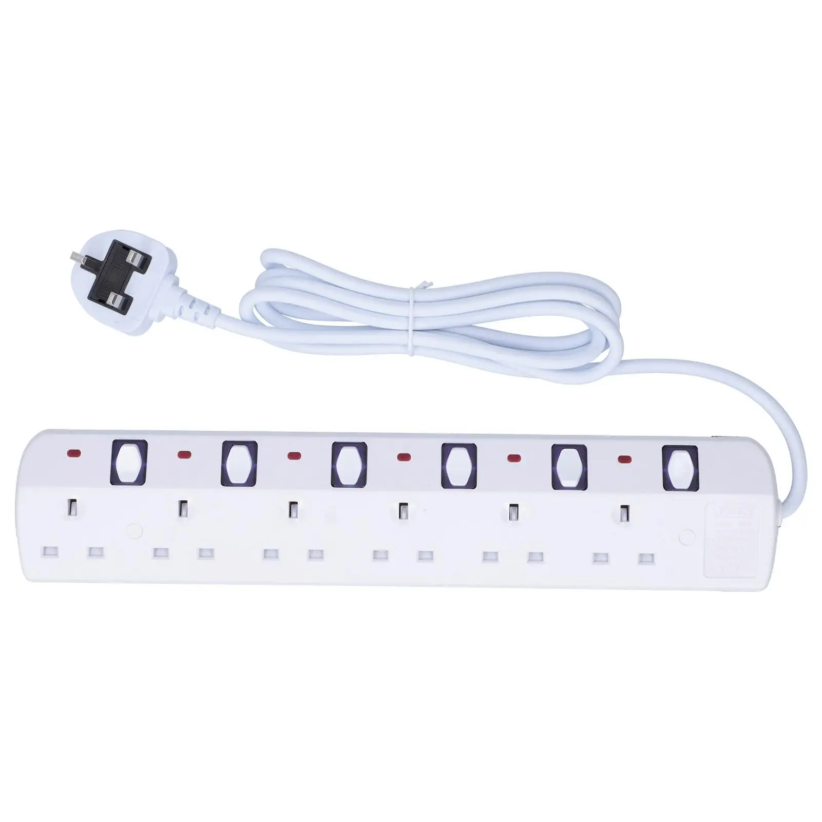 

6-контактный удлинитель башни с британской вилкой, кабель 250 В, 13 А и 2 м, удлинитель электрической розетки с несколькими розетками для зарядки домашнего офиса