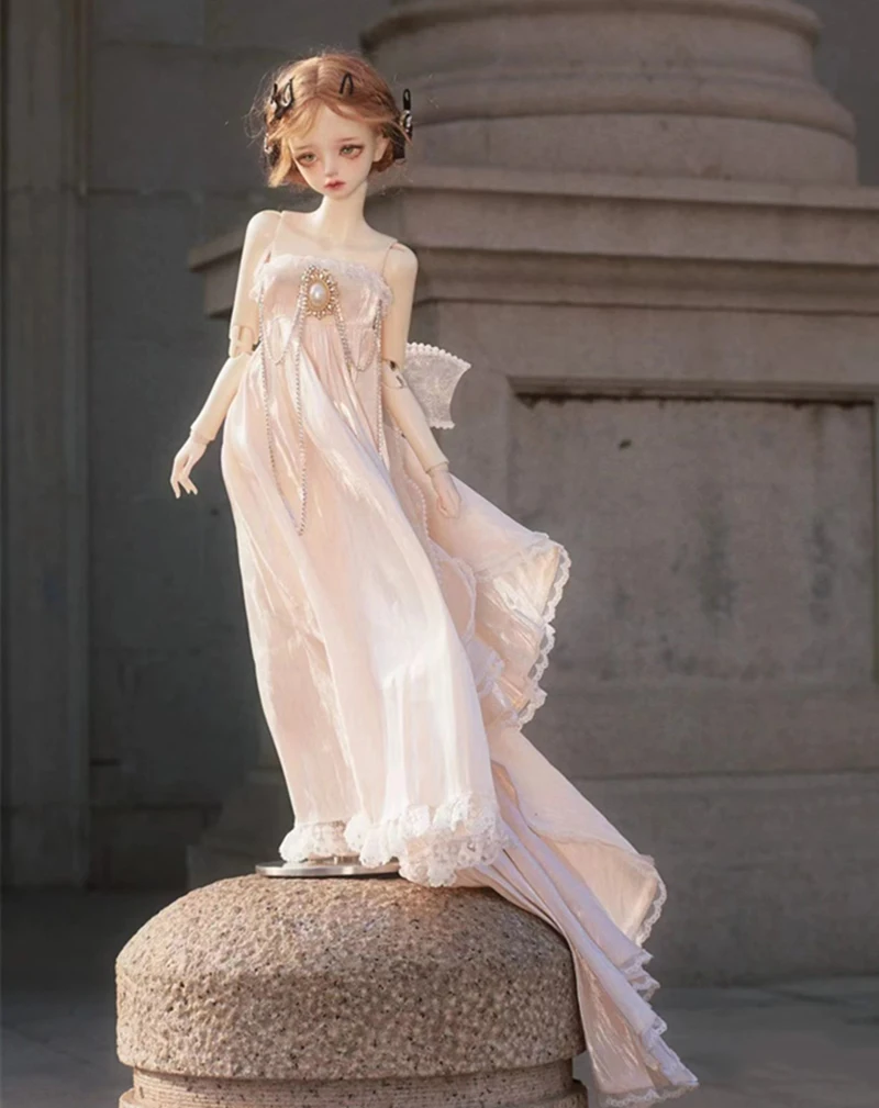 4-Piece Set 1/4 BJD Doll's Clothes Suit Elegant Trailing Princess Dress Main Skirt Tail Back Clip Bow Hairpin Fit Action Body - view 6