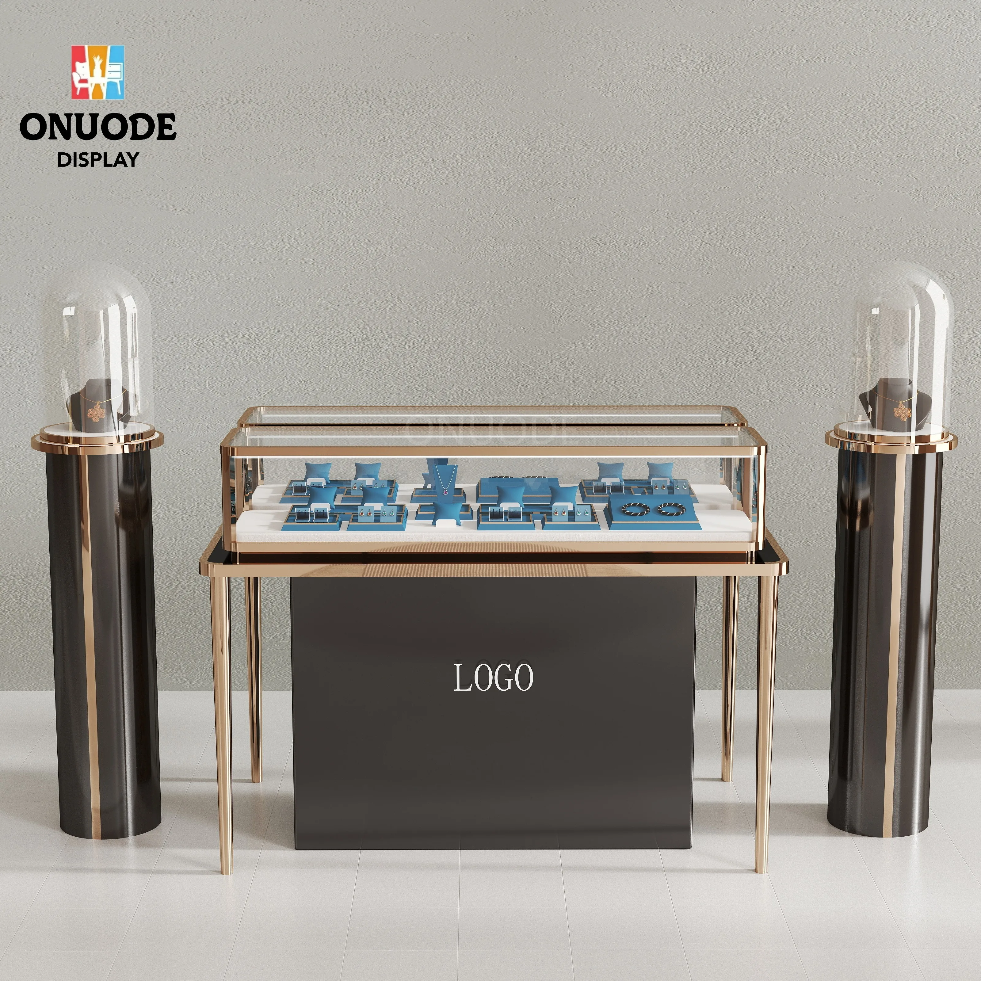 ชุดเฟอร์นิเจอร์ร้านขายเครื่องประดับหรูหราแบบกำหนดเอง และตู้โชว์พร้อมไฟ LED สำหรับร้านค้าปลีกและตู้โชว์ขนสัตว์