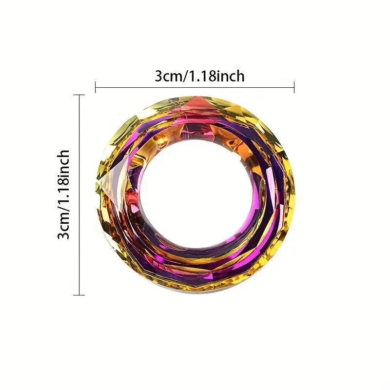 2PCS/Bag 30mm Round Angel Cosmic Ring Colorful Hoops Glass Crystal Sun Catcher Pendant For Jewelry Earrings Bracelet Accessories