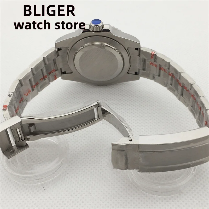 BLIGER 40mm Sapphire Glass Ceramic Bezel Orange Dial Green Luminous NH35 Automatic Fashionable diving watch For Men's