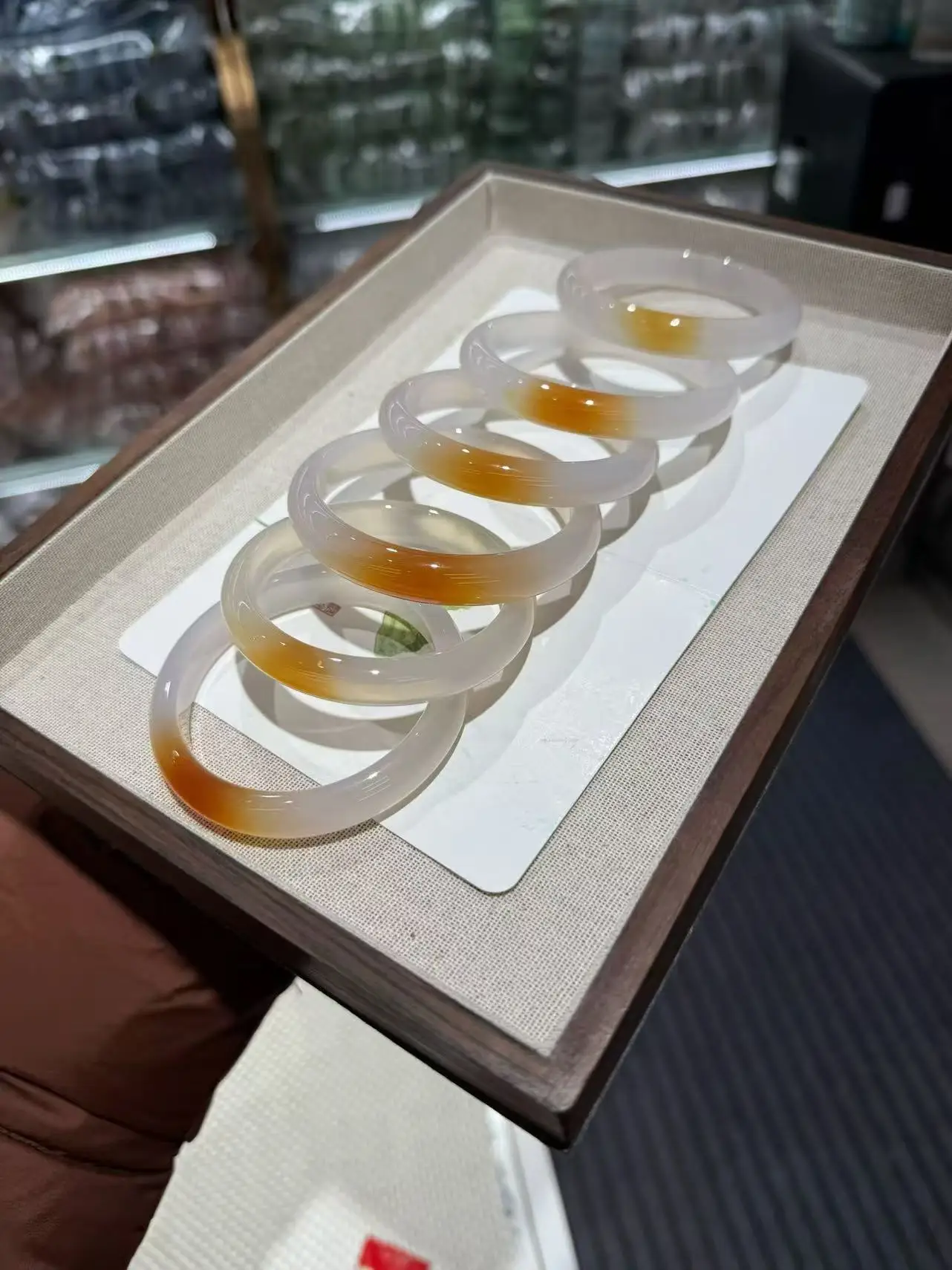 Natural Chalcedony Bracelet High-Quality Ice penetrating material white and yellow agate Jade Handring Bangles Fine Jewellry