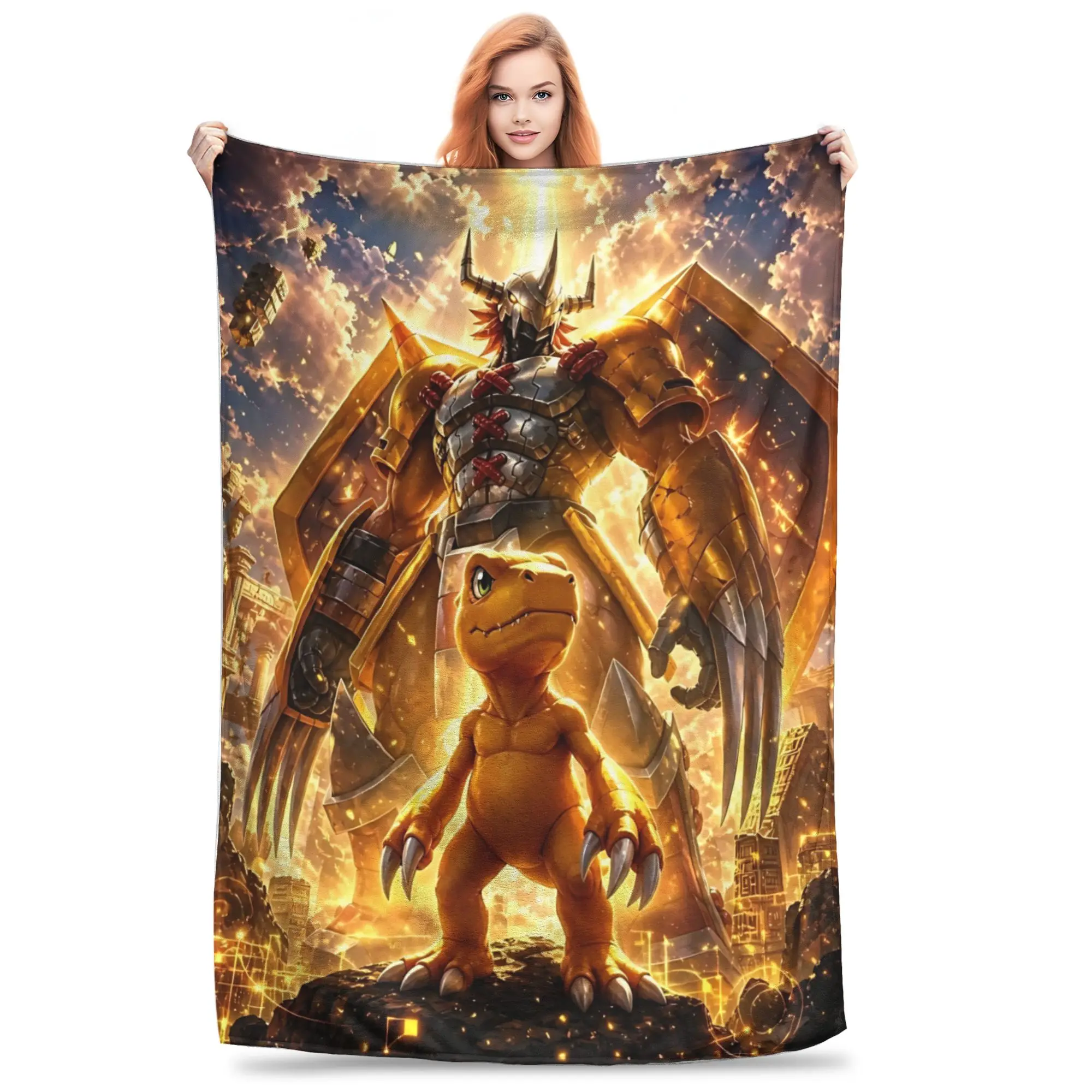 1PC Home Digimon Adventures  Blanket Throw Super Cosy Plush Living Room Sofa