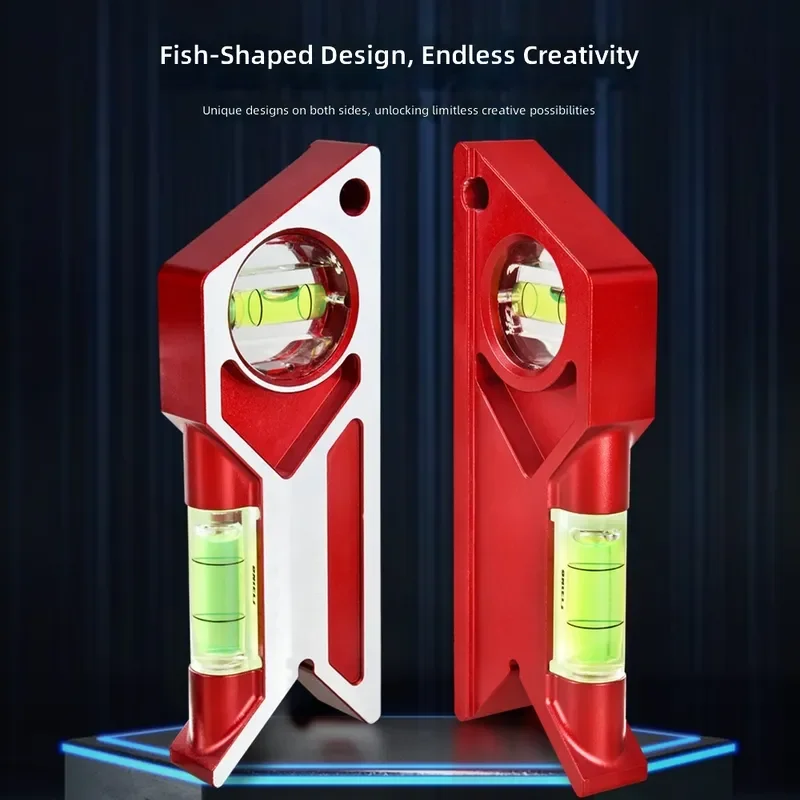 Mini Bird Type Level Ruler Aluminum Alloy CNC Fine Carving Woodworking Angle Measuring Tool High Precision Fish Shape Ruler