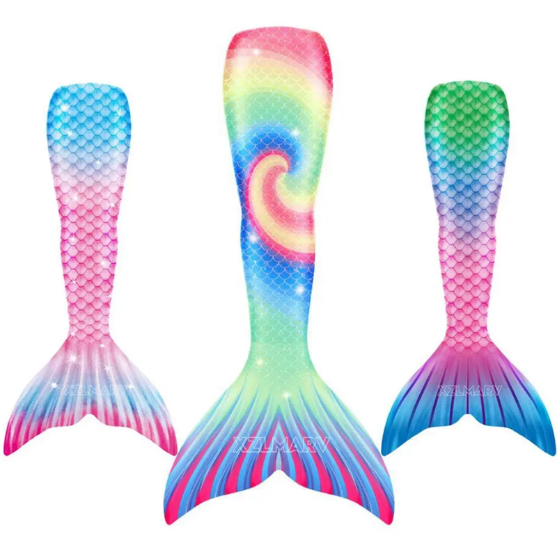 زي حورية البحر لصبي وفتاة ، ذيل حورية البحر ، تأثيري ، ملابس السباحة الخيال ، يمكن إضافة monofin ، للأطفال ، هدية عيد الميلاد