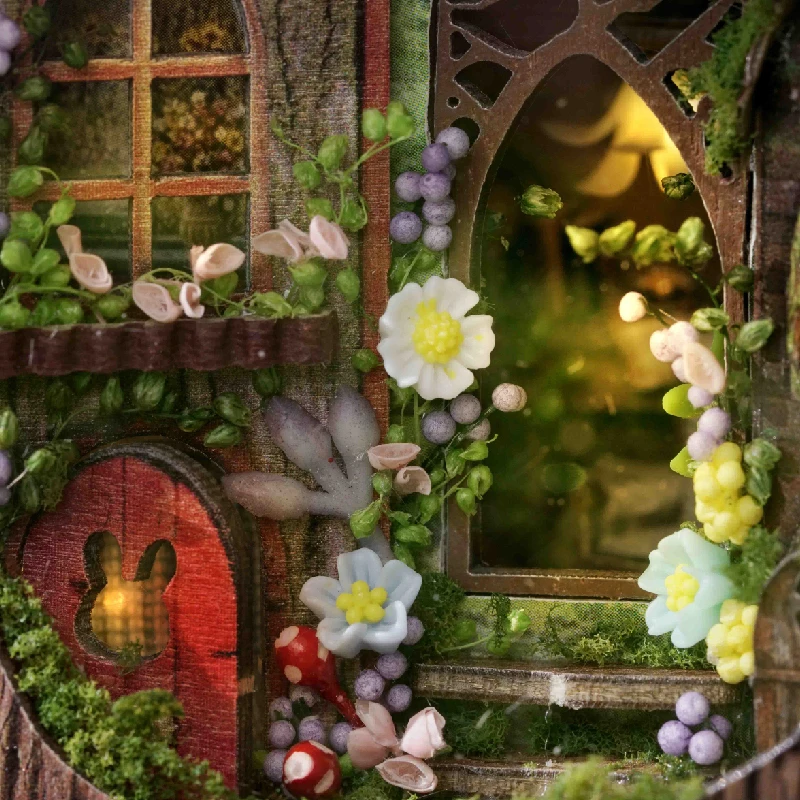 بيت كتب المكعب السحري الصغير DIY - مجموعة ألغاز ثلاثية الأبعاد غير القطع من FOREST WONDERLA مع تصميم صفحة قابلة للطي، هدية عيد الميلاد وزاوية كتاب مزخرفة #4