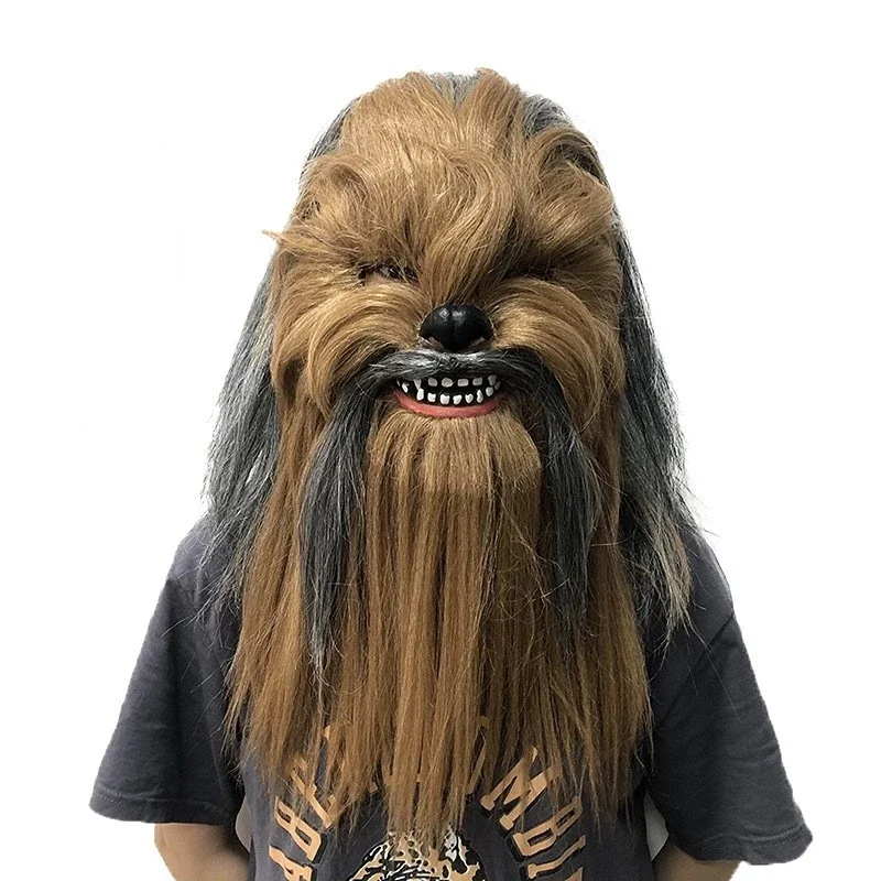 Máscara de Cosplay de Chewbacca, máscara de látex de Animal de peluche Chewie, casco, accesorios para fiesta de Halloween