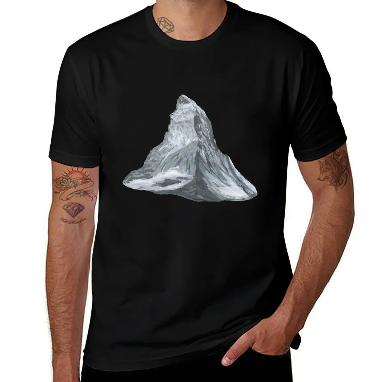 

funny drawing, man man Nature, t acrylic, shirt t casual shirts shirt Bebicervin t T-Shirt Matterhorn, man cotton mountain,