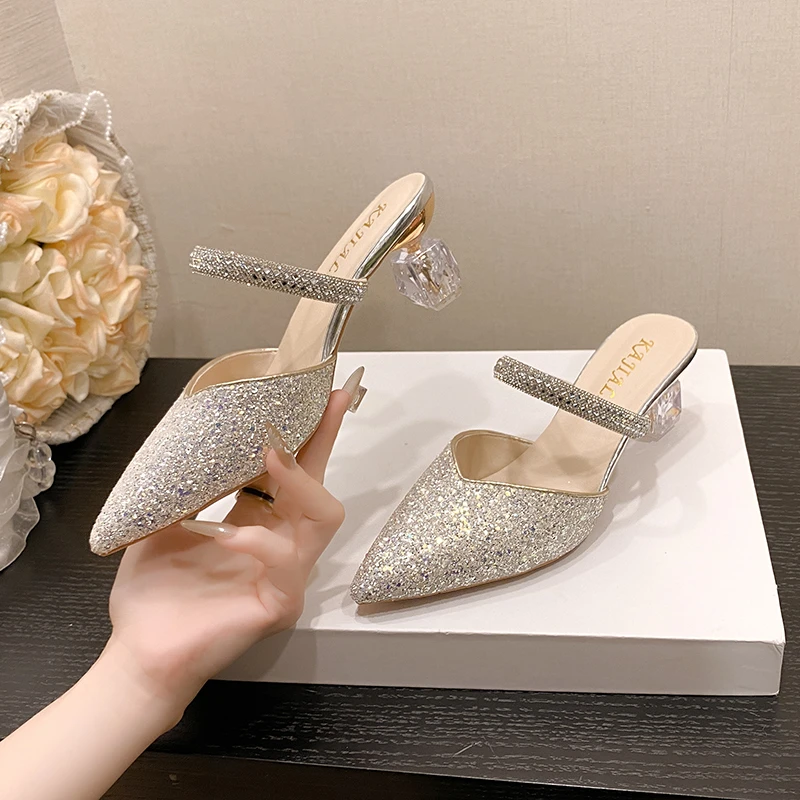 

Trend Pointed Toe Wedding Bride High Heels Shoes Female Party Women Slippers Elegant Women Pumps Designer Shoes Sexy Dress Shoes