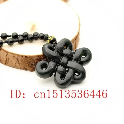 الجوف خارج على الوجهين منحوتة الصينية عقدة اليشم قلادة الطبيعية الأسود الأخضر والأبيض قلادة سحر المجوهرات تميمة الهدايا