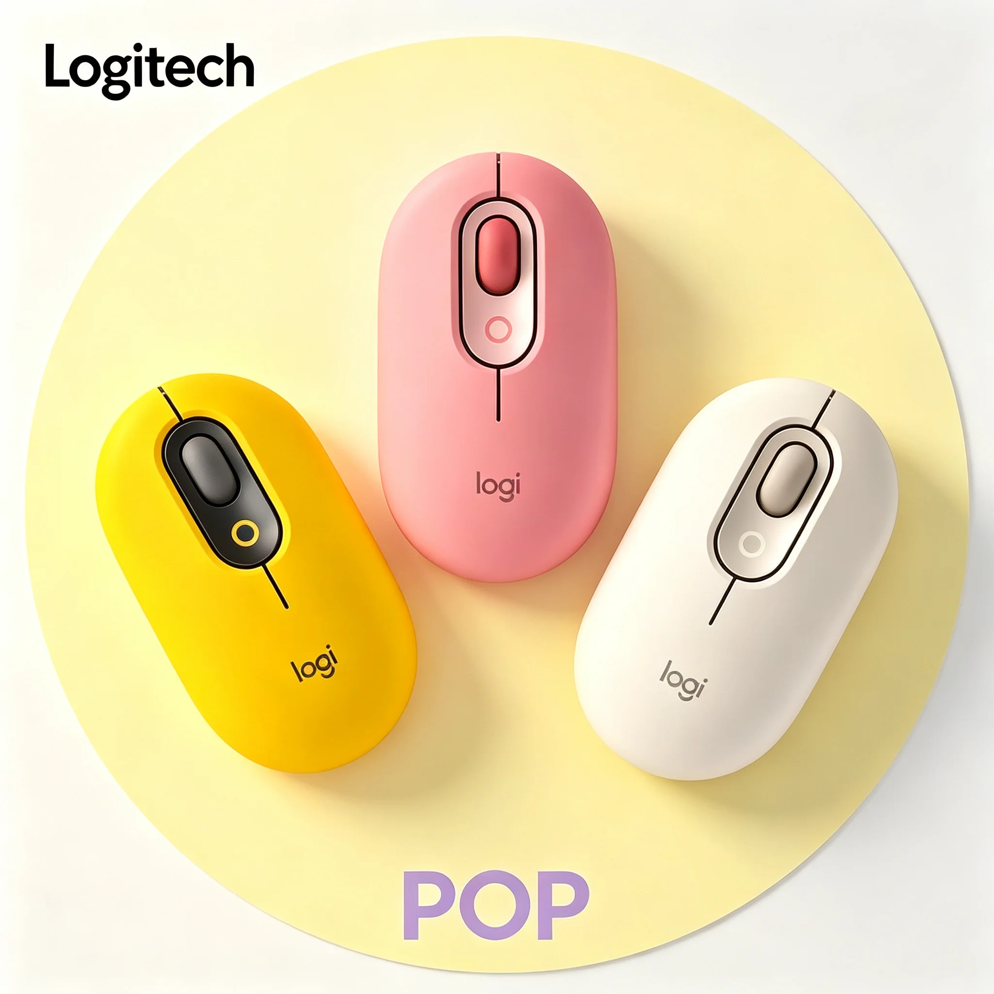 Logitech POP Portable Mini Wireless Bluetooth Mouse Quiet Click Matte Cute Color Mice For Student Office Desktop Tablet PC