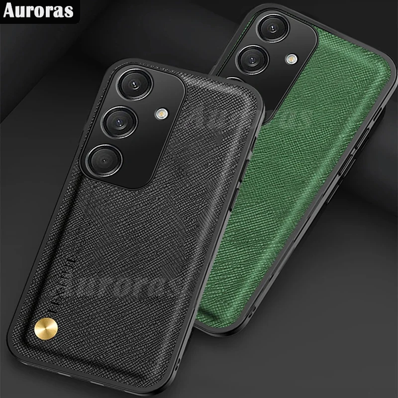 Auroras For Samsung Galaxy M15 Case Solid Color Magnetic Cross-Grain Leather Shell For Samsung Galaxy M15 Cover Fundas