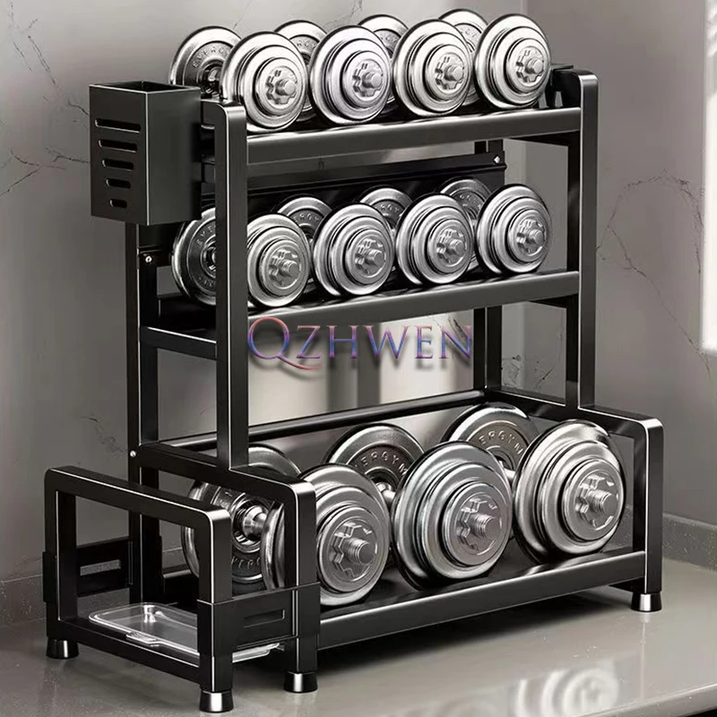 30cm Kitchen Storage Rack Floor Multifunctional Knife Condiment Shelf Household Large Capacity Multi-layer Shelf with Hook