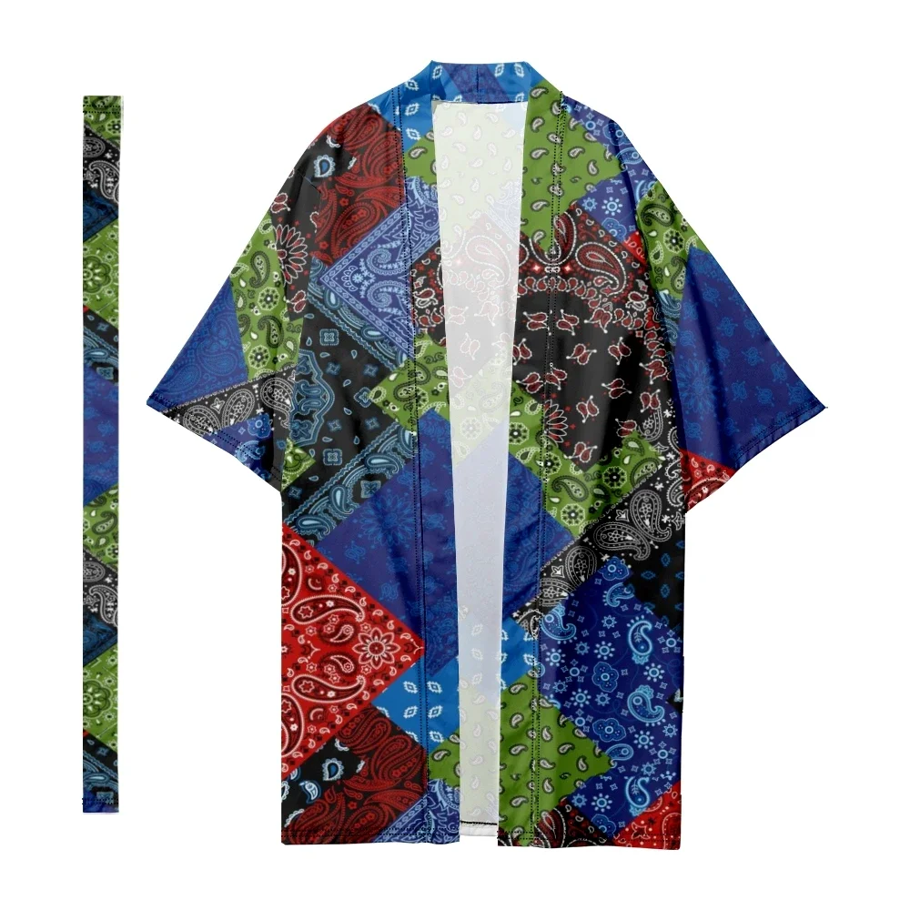 

Men's Japanese Long Kimono Traditional Stripe Panels Kimono Fashion Cardigan Women Samurai Bathrobes Kimono Yukata Jacket Cloak