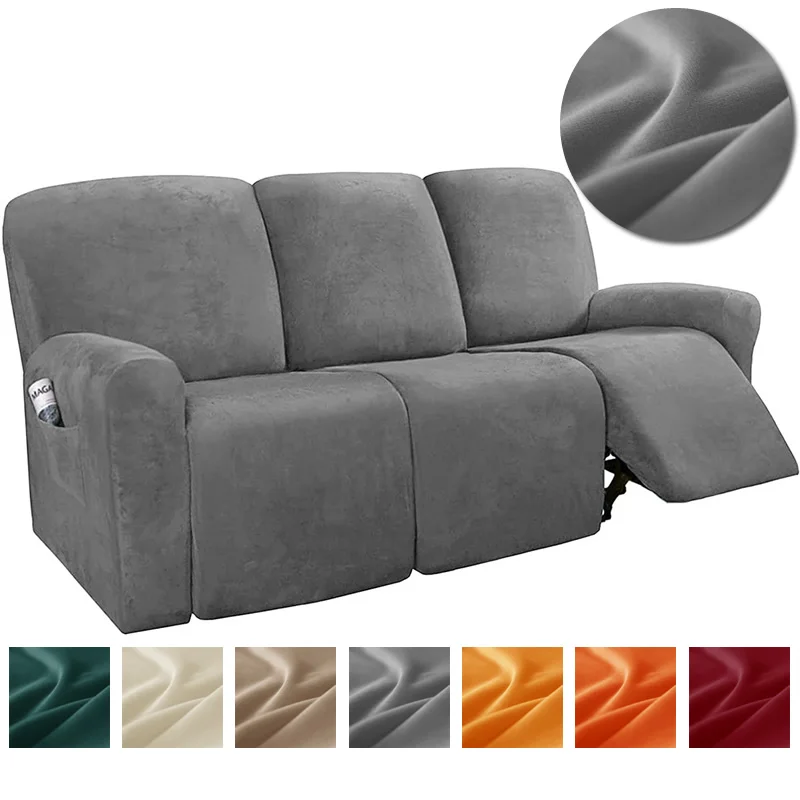 1/3Seater Soft Velvet Recliner Sofa Slipcovers Home Decor Relax Armchair Cover Stretch Dust-proof Reclining Couch Covers Hotel
