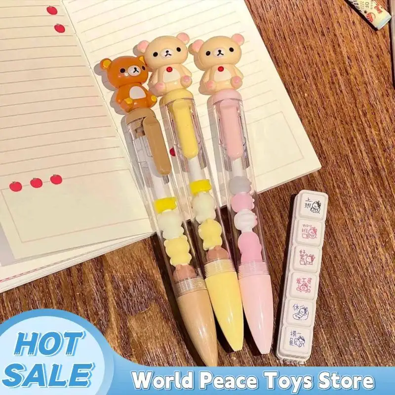 Rilakkuma Bear Sister Gel Pen Cartoon Cute 0.5mm Black Sign Press Pen Student Supplies Stationery Wholesale Gifts