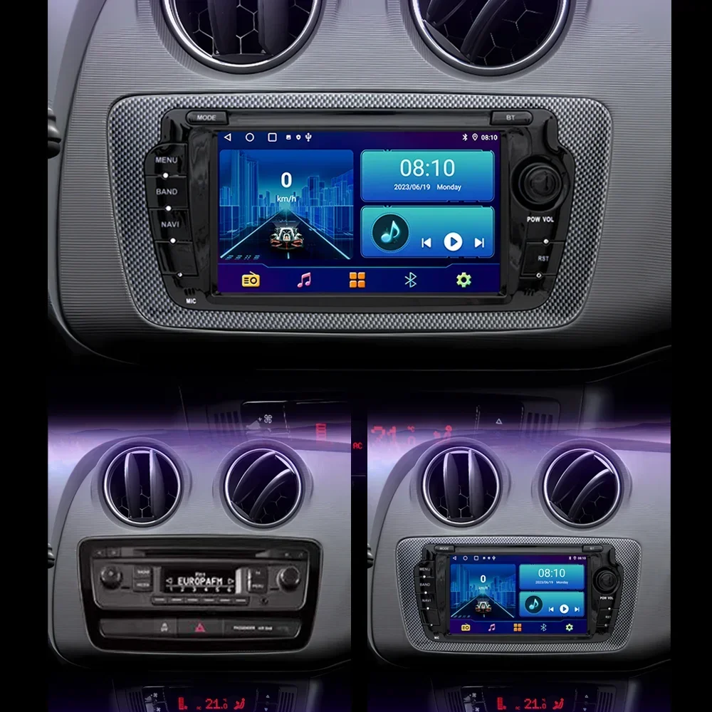 2 DIN Car Radio Screen for Seat Ibiza 6j 2009-2013 with Wireless CarPlay Android Auto GPS Navigation 4G WiFi FM RDS Multimedia view 2