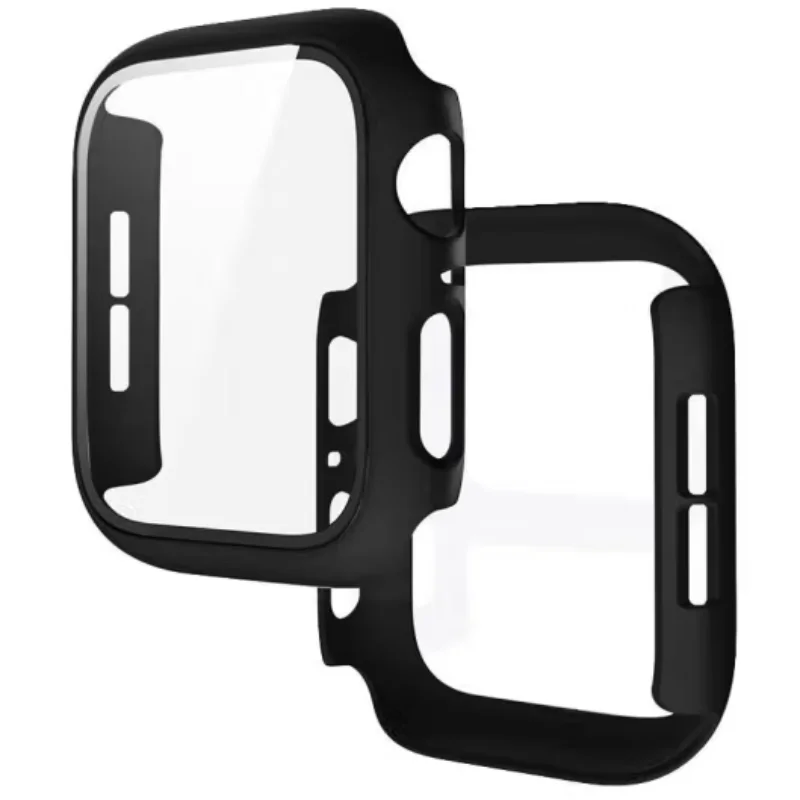 

Tempered Glass+cover For Apple Watch 9 8 44mm 40mm 42mm 38mm 41mm 45mm PC bumper Screen Protector Case iWatch series 7 6 5 3 se