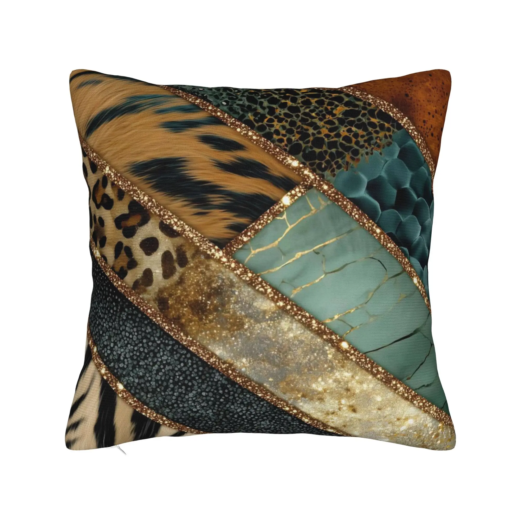 Leopard Faux Fur Square Pillow Case Retro Y2K Cushion Cover Awesome Zippered Decor Pillowcase for Home 18