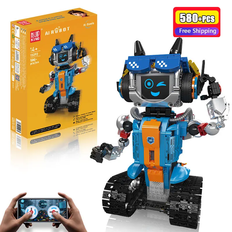 

MOULD KING 580PCS AI Interactive Gaming Robot Smart Voice Control Remote Control MOC Bricks Building Blocks Toy For Boys