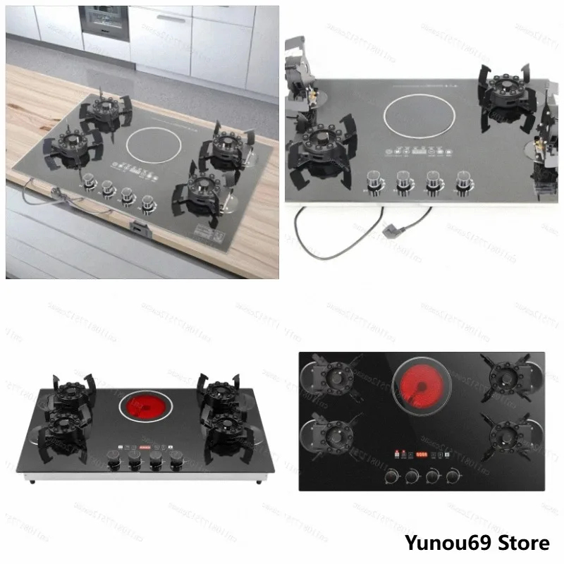5-Burner Dual Fuel Cooktop Built In Gas Electric Stove For Home Residential Use