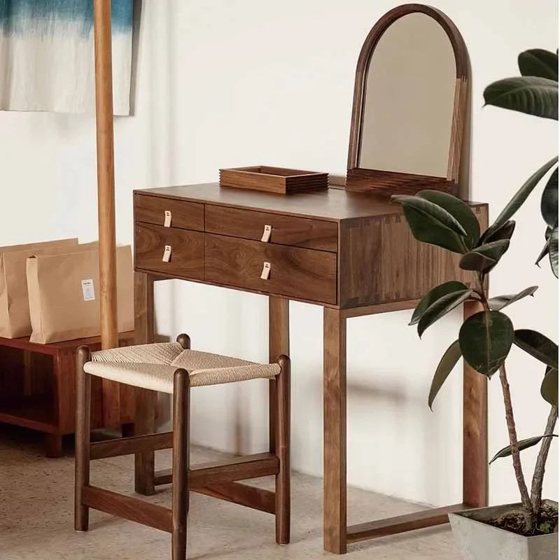 

Cheap Stool Dresser Eithe Bedroom Girl Brown Wooden Small Makeup Dressing Table Storage Mirror Hotel Schminktisch Furniture